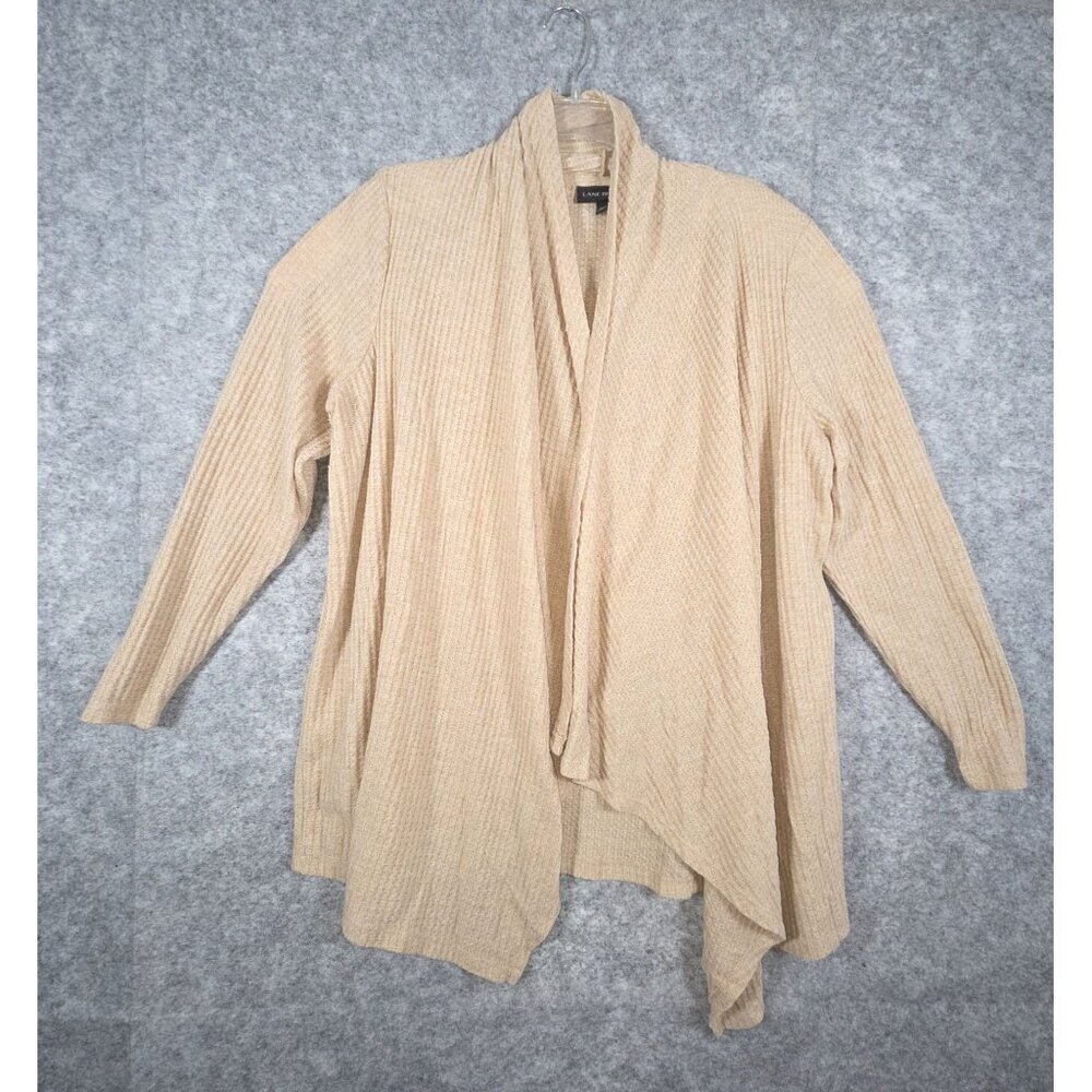 Lane Bryant Cardigan Sweater Open Front Mid Length Tan Women's Size 14/16 Knit